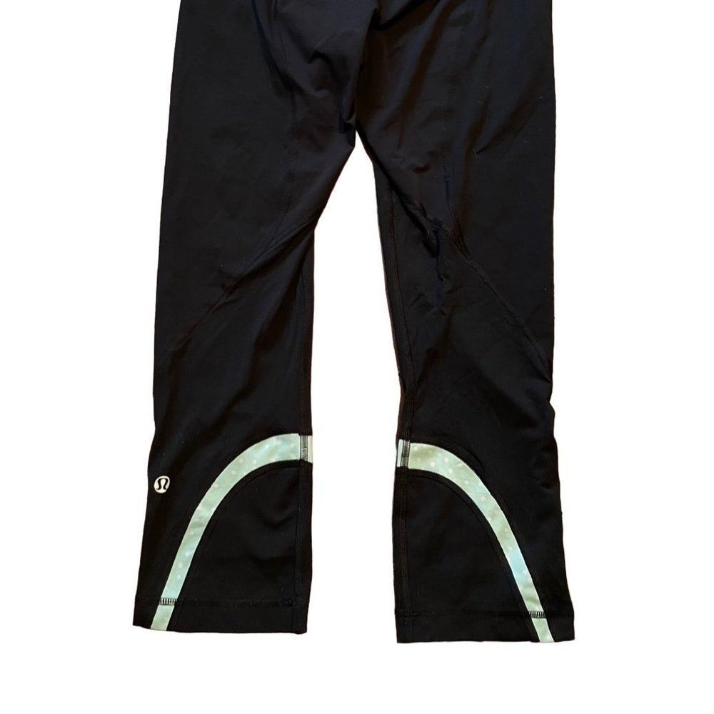 Lululemon Run: Inspire Crop II Black / Mint Moment Polk a Dot Size 6 - Picture 5 of 5